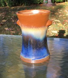Teleflora Cobalt Blue Glazed Pottery Wine Caraf / Vase