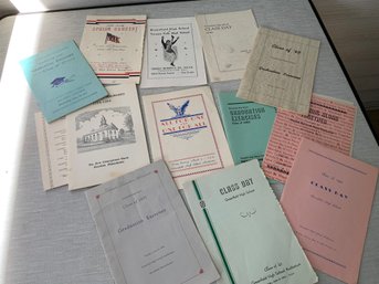 Various Vintage 1930 1940 Graduation Commencement Booklets From Greenfield Massachusetts