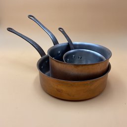 Trio Of Mauviel Copper Pots