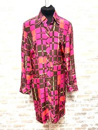 Trina Turk 100% Silk Luxe Berry Tone Shirtdress - Size 6