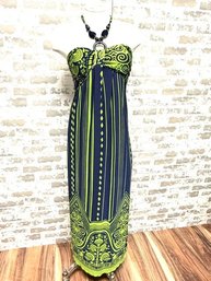 Carole Little Halter Style Maxi Tube Dress W/ Bead Embellished Straps - Size 4