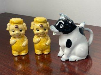 Vintage Kitsch Japanese Ceramic Jug & Anthropomorphic Pigs, 3 Piece Lot