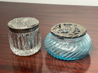 Vintage Lot Of 2 Vanity Jars