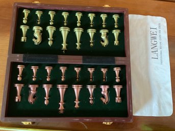 Metal Chess Set Stored In Folding Case