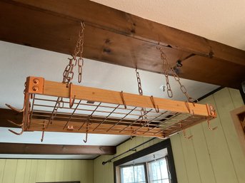 Hanging Pot Rack With Copper Accents