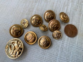 Lot Of 11 Various Vintage Metal CC Buttons