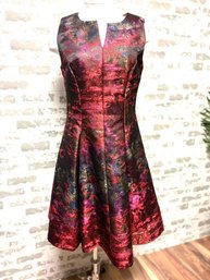 Fantastic Chetta B Crimson End Of Days Abstract Fit & Flare Cocktail Dress - Size 10