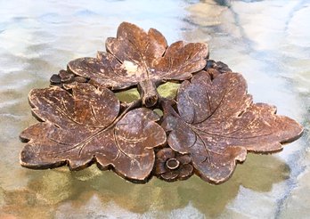 Syrocowood Syroco Wood Leaf Carved Look Nut Candy Dish Tray