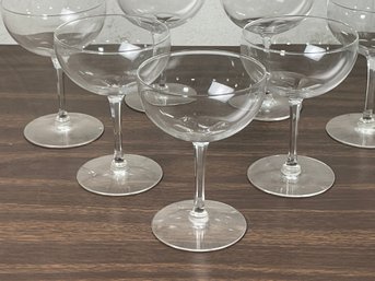 Mid Century Blown Glass Coupe Champagne Glasses, Set 7, Cosmopolitan By Seneca