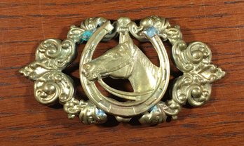 Early 1900s Stamped Brass Lucky Horse Applique Overlay For Jewelry Making, Furniture, Home Decor Etc