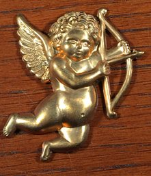 Early 1900s Stamped Brass Putti Cupid Love Angel Applique Overlay For Jewelry Making, Furniture, Home Decor