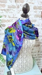 NWT Cynthia Rowley Flocked Velvet Scarf. Blue Tone