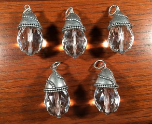 Lot Of 5 Mid Century Glass Jewel Bauble Tassels For Jewelry Making, Furniture, Home Decor Etc