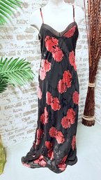 NWT Free People Black Spaghetti Strap Dress W/ Floral Motif Size M, $120