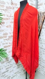 NWT Lucky Brand Solid Crochet Scarf In Chilis Pepper Red. $59