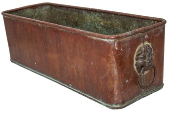 Beautiful Large  Copper Planter With Lion Head Handles