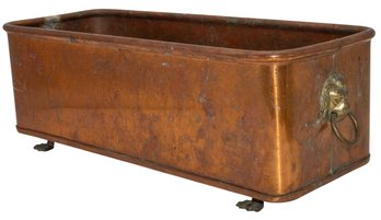 Beautiful Copper Made In England Planter With Lion Head Brass Handles