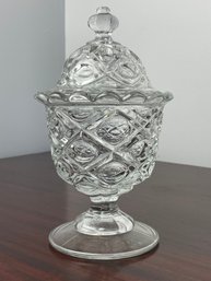 VIKING GLASS Thumbprint Candy/Apothecary Jar, Circa 1980s