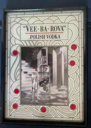 Polish Vodka Wyborowa Vee Ba Rova Mirrored Art Deco Advertising Sign