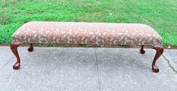 King-size Upholstered Bench With Carved Wooden Legs