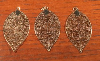 Lot Of 3 Towne & Reese Filigree Unchecked Gold Leaf Leaves Pendants For Necklace / Jewelry Making