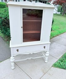 Vintage Paint Decorated Cottage Country Chic Single Door Display Hutch