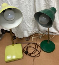 Pair Of Vintage Metal Desk Or Table Lamps