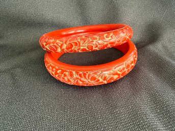 Two Vintage Cinnabar Bangles