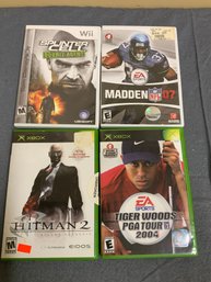 Wii Madden 07 And Splinter Cell Video Game With 2004 Tiger Woods PGA And Hitman 2 Xbox Games