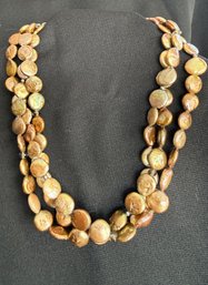 Silpada Bronze Coin Pearl Triple Strand Necklace With Sterling Clasp