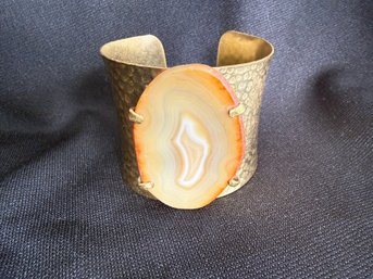 Agate Slab Hammered Brass Cuff