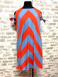 Ces Femme Blue And Red Chevron Dress