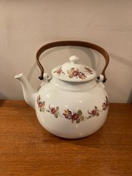 Tea Pot With Leather Wraped Handle Made In France