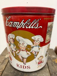 Vintage Campbells Soup Tin Canister Featuring The Iconic Campbells Kids Illustrations