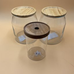 Wooden Lidded Storage Jars