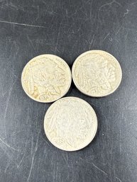 Lot Of 3 Buffalo Nickels 1936, 1936-D, 1936-S