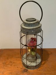 Tin And Glass Center Solar Lantern