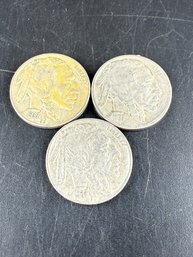 Lot Of 3 Buffalo Nickels 1937, 1937-D, 1937-S