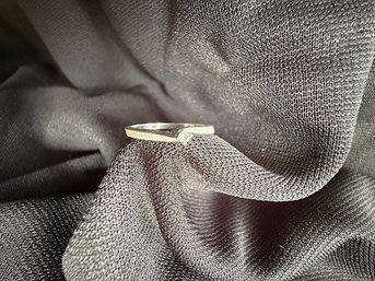 Tiny 14k White Gold Ring With Diamond Chip