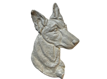 Vintage Cast Aluminum German Shepard Dog Head Wall Mount Plaque
