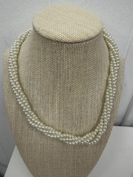 Vintage Napier Braided Faux Pearl Necklace