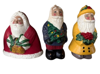 Vintage Wee Crafts Father Christmas Figures Featuring A Hand Painted Roly Poly Design
