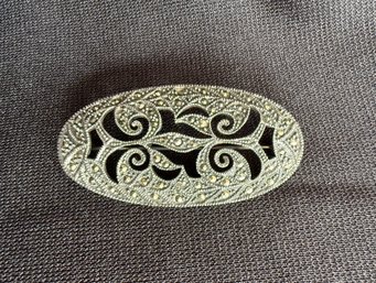 Sterling Silver & Marcasite Brooch