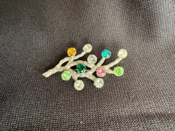 Van Dell Sterling Colorful Rhinestone Branch Form Brooch