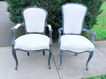 Coastal Chic His And Hers Distressed Solid Wood Upholstered Armchairs