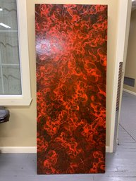 Signed By Artist Abstract Red Acrylic Pour Painting On Panel Style Of Nervous System Or Fluid Art 6 Feet Tall