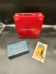 Vintage Trunk For Trivia Game Set With Additional Trivial Pursuit Deluxe Playing Pieces And Trivia Timer.