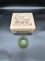 Vintage Soreno Design Chip & Dip Set By Anchor Hocking, 3 Pieces