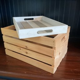 Wooden Tray And Box