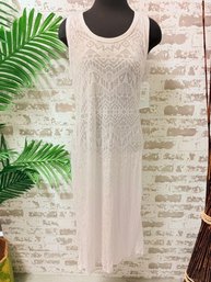 New With Tags Balance Cover Up By Marika White Sheer Tank Style Maxi Dress Size Medium